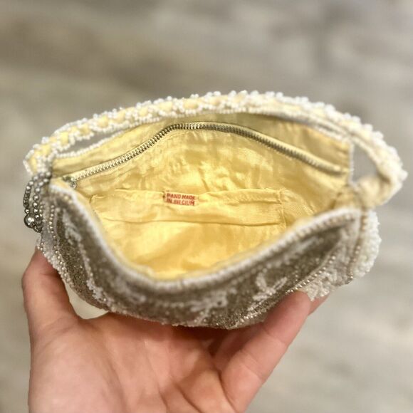 Beautiful Vintage Clutch Beaded Evening Bag Handmade in Belgium Satchel Prom - Picture 5 of 6